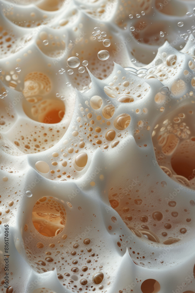 Poster illustration of a sponge filled with soap, with the bubbles displaying beautiful, geometric fractal 