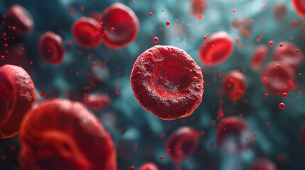 red blood cells in an artery, flow inside body, medical human health-care