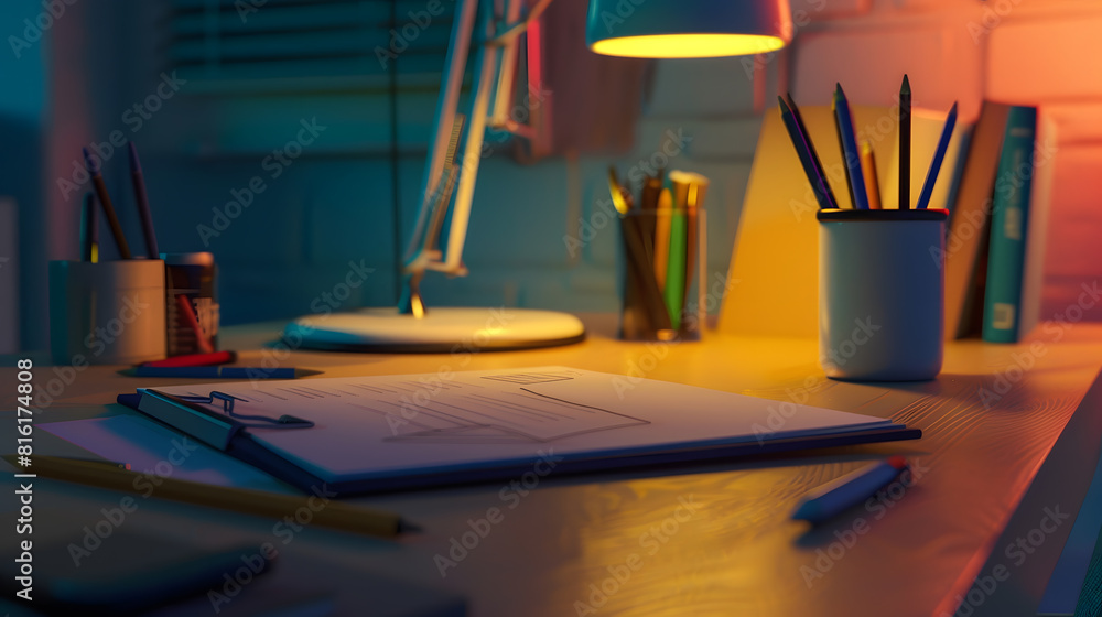 Aufkleber note pad placed on the desk : generative ai