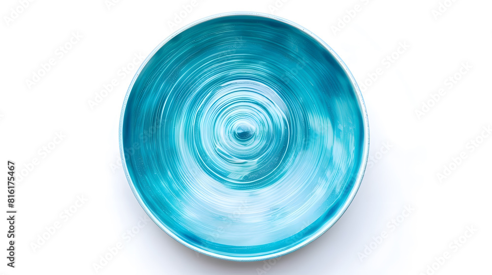 Aufkleber empty trendy handmade ceramic dish tablewares round empty plate pastel blue turquoise aqua texture v
