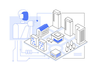 Obraz premium AI-Driven 3D Modeling abstract concept vector illustration.