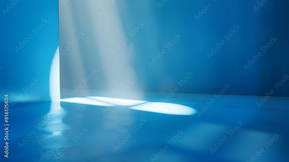 Poster abstract blue background with drop shadow and light backdrop for product presentation : generative a