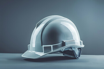 White safety helmet on grey background