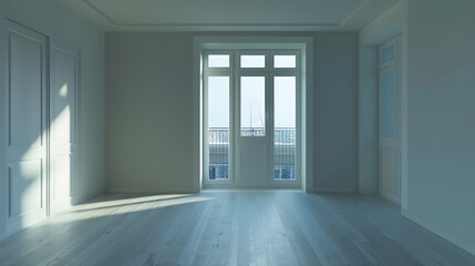 Fototapeta premium Empty and unfurnished brand new apartment : Generative AI