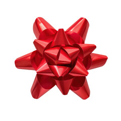 Big red gift bow, gift decoration, gift ribbon, transparent background