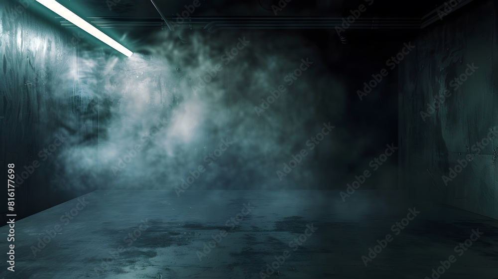 Aufkleber photo a dark empty room with smoke on the wall and a light on the ceiling : generative ai