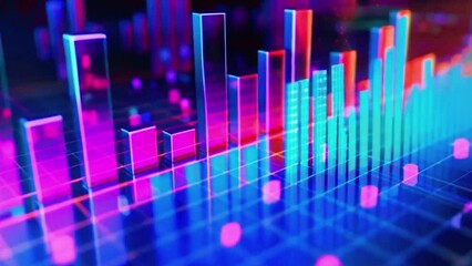 a bar chart representing the market capitalization of different companies in a stock index, bar scaled according company's size, 4K stock market graph Background High-Quality Animation Video