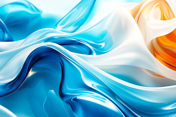 blue and white curls form a beautiful shape. abstraction