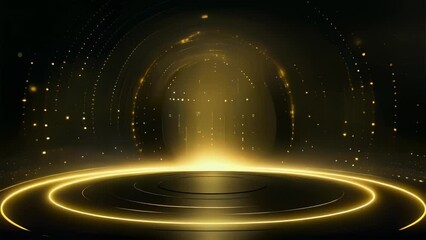Golden podium with sparkling lights. Award Ceremony Concept.  Seamless loop video background animation, perfect for award ceremonies or presentations