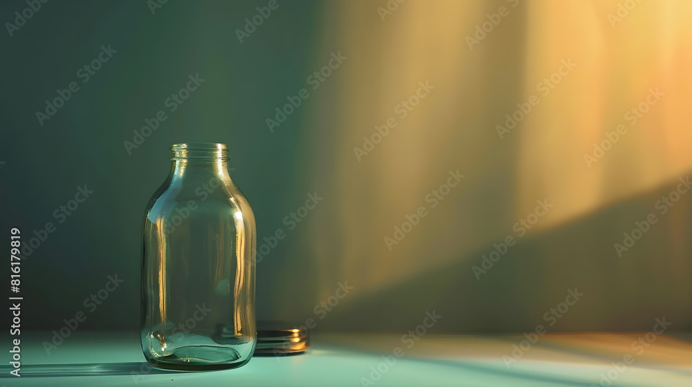 Poster empty glass bottle with lid : generative ai