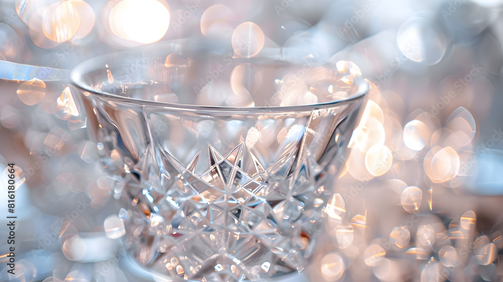 Aufkleber crystal tableware closeup with blurred background : generative ai