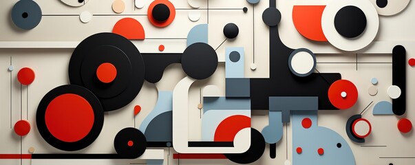 Obraz premium Line Art flat design top view geometric patterns theme cartoon drawing Monochromatic Color Scheme