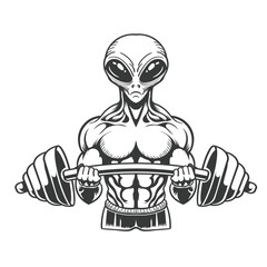 Alien fitness body gym vector design.