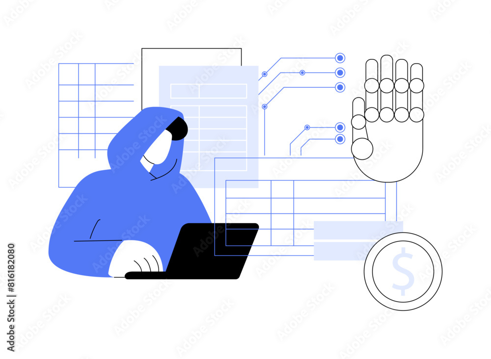 Poster ai-powered fraud detection abstract concept vector illustration.