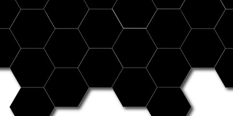 Abstract black and white with hexagon and hexagonal background. Luxury black pattern with hexagons. abstract 3d hexagonal background with shadow. 3D futuristic abstract honeycomb mosaic background.