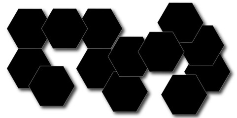 Abstract black and white with hexagon and hexagonal background. Luxury black pattern with hexagons. abstract 3d hexagonal background with shadow. 3D futuristic abstract honeycomb mosaic background.