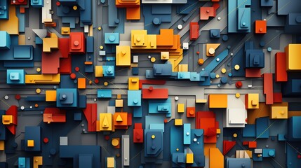 Line Art flat design top view city map theme animation Tetradic color scheme