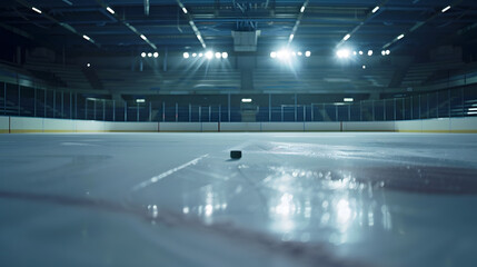 Hockey ice rink sport arena empty field  stadium : Generative AI - Powered by Adobe