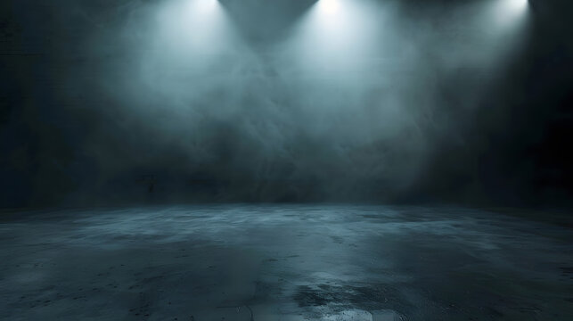 Dark street asphalt abstract dark background empty dark scene neon light spotlights The concrete floor and studio room with smoke float up the interior texture for display products Nig : Generative AI