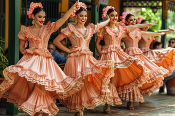 Group of Dancers in Pink Dresses