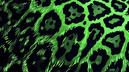 Obraz premium illustration of leopard print black and green closeup on surface.
