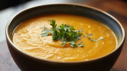 Ginger and pumpkin vegetarian soup