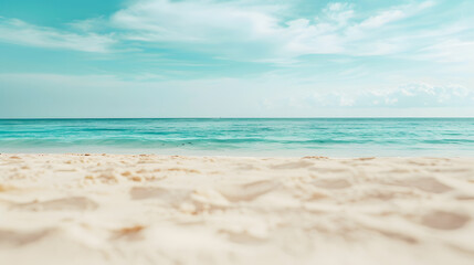 Empty tropical beach and seascape Beautiful sandy beach and sea in sunny dayBlue sky in good weather day Beach sea space area nature background : Generative AI