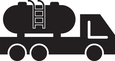Tank truck in black and color. Tank truck simple flat icon vector