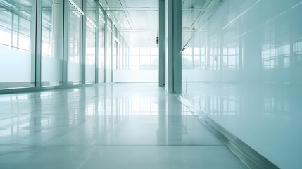 modern business building with glass wall from empty floor : Generative AI