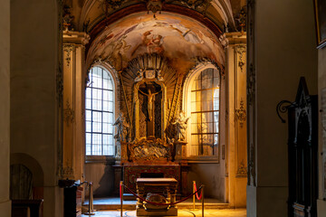 A small chapel inside the medieval Basilica of St. Emmeram or St. Emmeram's Abbey, a former Benedictine monastery founded in 739 AD in Regensburg, Germany.