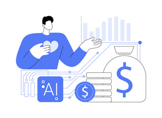 AI-Supported Fundraising Forecasting abstract concept vector illustration.