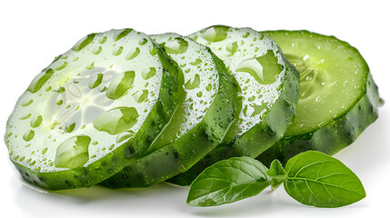 Fresh Slice Cucumber on Transparent ,
Sliced cucumber is on white background Beautiful illustration picture