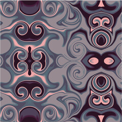 Kaleidoscopic shaped fluid abstract marbling pattern