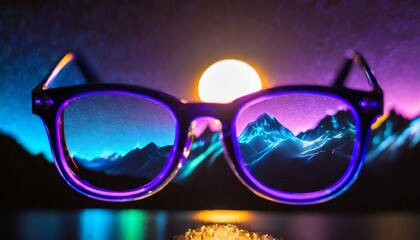 arte &oacute;culos em frente a fundo inspirado em imagens dos 80's