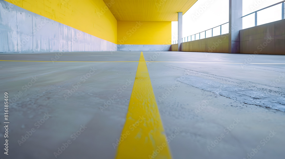 Poster empty concrete road for parking lot to display with futuristic style : Generative AI