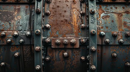 Interior view of a rusty old industrial manufacturing plant, 16:9