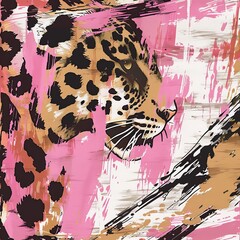 illustration of leopard print black and green closeup on surface.