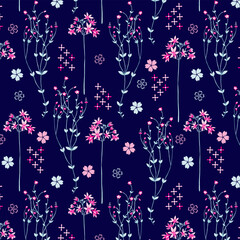 Long branched spring flowers decorative pattern