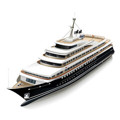 Expedition cruise ship isolated white background
