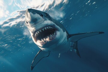 Fototapeta premium A great white shark underwater