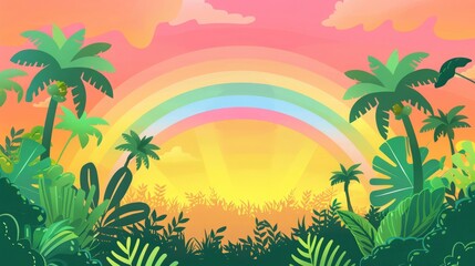 jungle field flat illustration.
