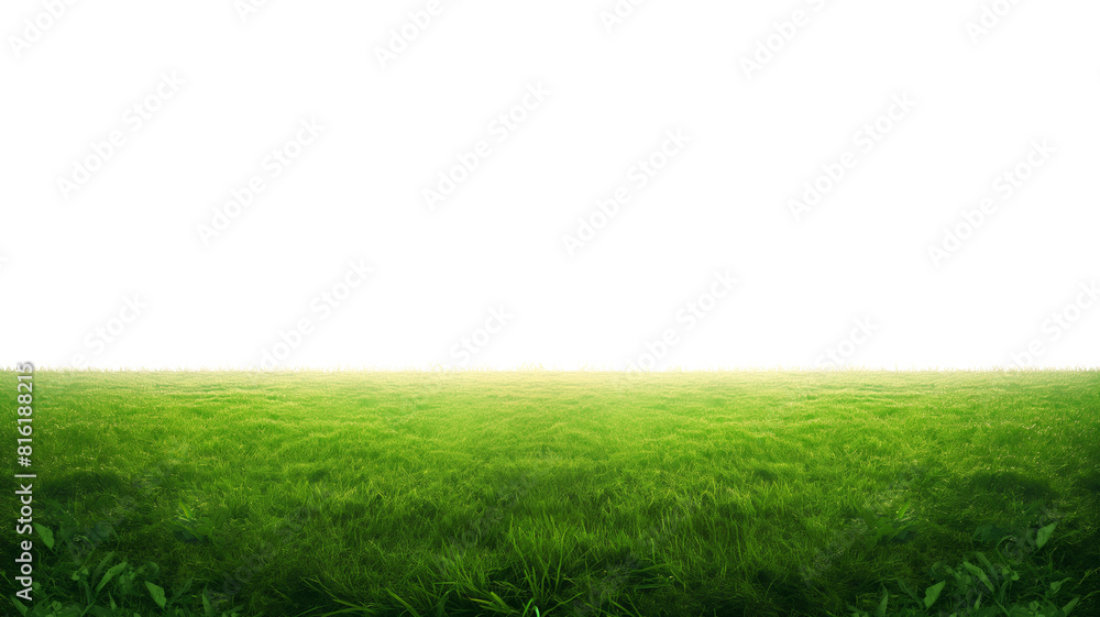 Poster a field of green grass with a white background. the grass is lush and vibrant, creating a peaceful a
