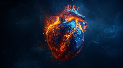 A dark background with a digital cardiac pulse of a human heart