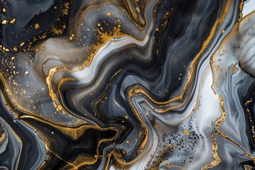 Obraz premium Abstract marble background fluid art painting alcohol ink style with a mix of black, gold colours. Beautiful swirl marble background.