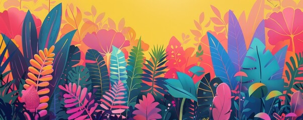 jungle field flat illustration.