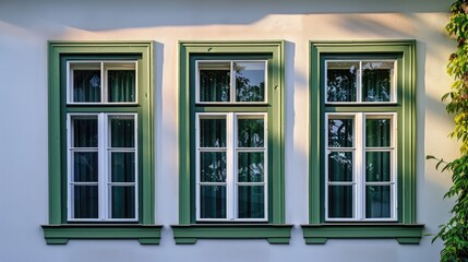 Fototapeta premium Window Substitution for New White House with Green Trim