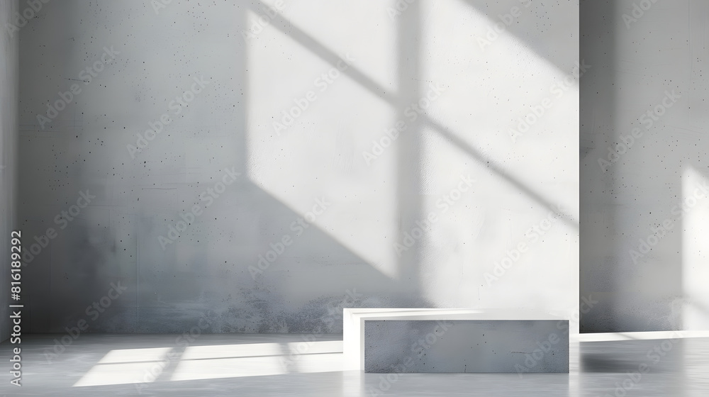 Aufkleber Background Grey Studio White Space Empty Gray Wall Desk Kitchen Overlay Podium Shadow 3d Minimal Solid Surface Pattern Abstract Texture Design Mockup Minimal Floor Wall Scene Loft Ceme : Generative AI
