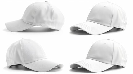 white baseball cap in four different angle views. 