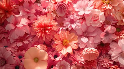 Pink Background Floral. High-Coloured Beautiful Flowers in Bright and Colorful Art Arrangement