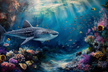 Fototapeta premium A whale shark underwater